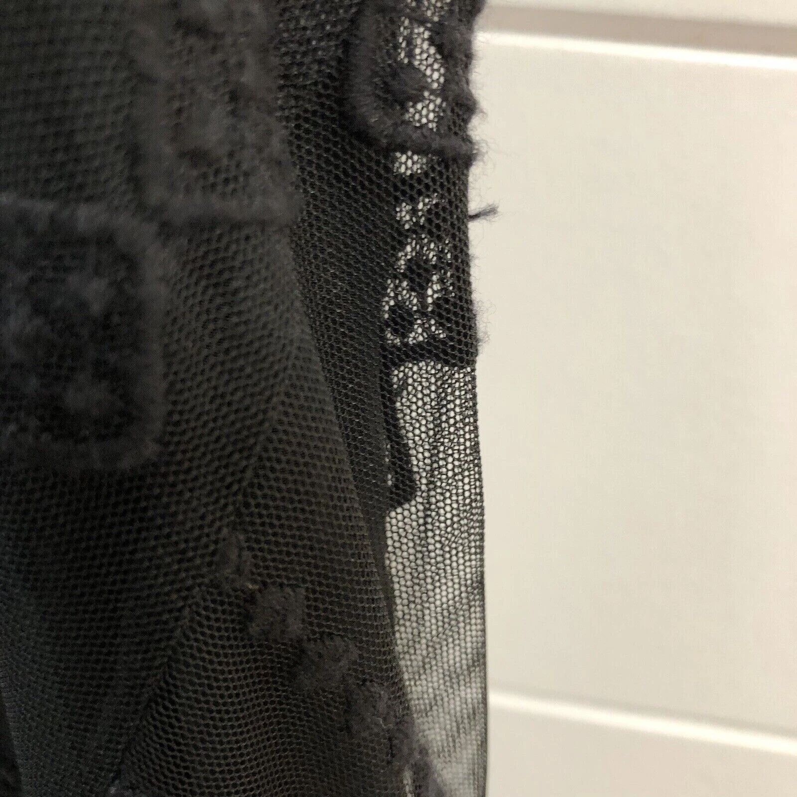 UNDERCOVER Maxi abito donna Victorias Secret pizzo ricamato trasparente taglia 6 nero tribale boho