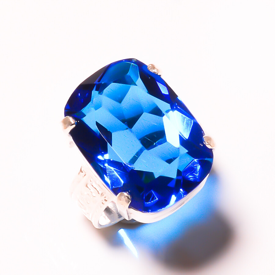 Exclusive Blue Topaz Gemstone 925 Sterling Silver Handmade Ring All ...