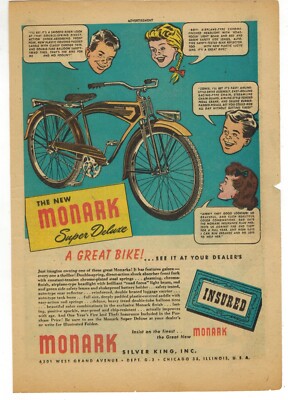 c1950 MONARK SUPER DELUXE Bicycles Advertisement