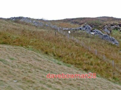 PHOTO  TWO FENCES AND A WALL NEAR MOEL SIABOD THERE IS AN OLD FENCE WITH DARK PO