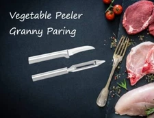 Rada Cutlery 2 pc set Vegetable Peeler and Granny Paring Knife (Silver Handle)