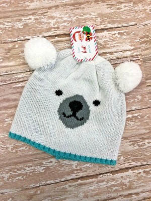 Polar Bear pom pom knit Hat Beanie 