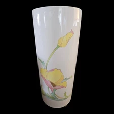 Vintage TOSCANY COLLECTION 9" Tall Cylinder HAND PAINTED Japanese Floral Vase