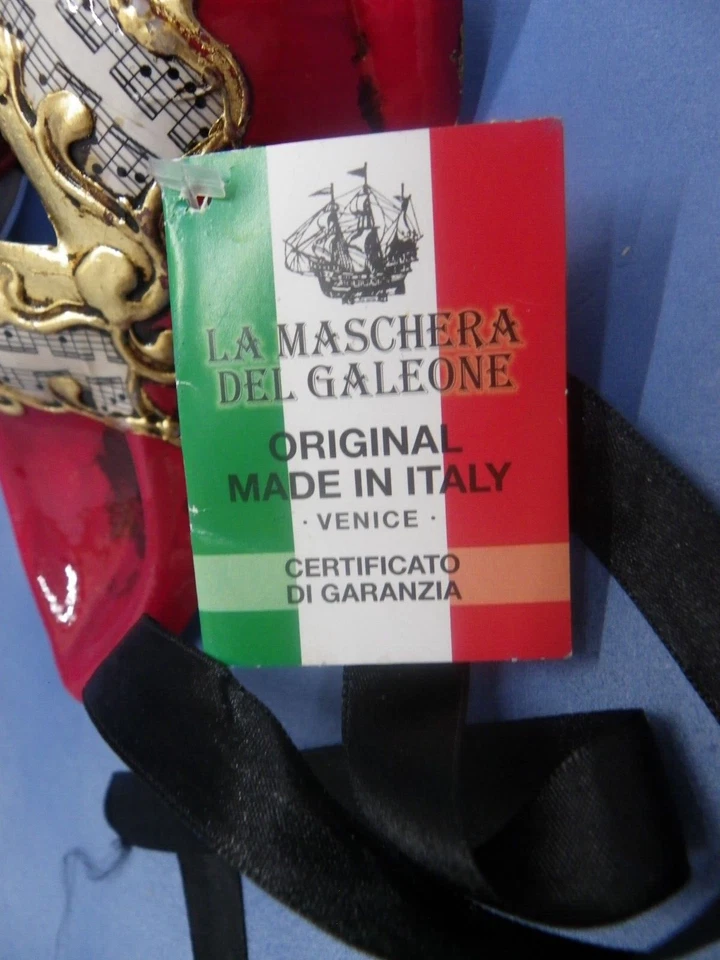 La Maschera Del Galeone Cat Mask Hand Decorated in Venice Italy Red/Gold New - Image 4 of 4
