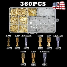 360X Assortment Spade Electrical Wire Connectors Male Female Kit Crimp Terminals