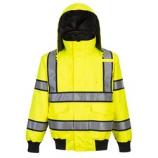Portwest UH449 Hi-Vis Reversible Hooded Reflective Bomber Jacket