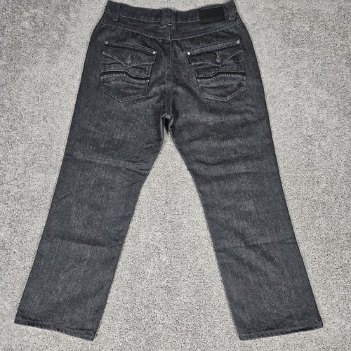 Vtg Enyce Jeans Mens 35X28.5 (Tag 38X32) Black Baggy Y2K Streetwear Skater