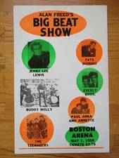 BUDDY HOLLY EVERLY BROS. FATS DOMINO JERRY LEE LEWIS 1958 CONCERT POSTER Boston