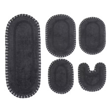 Hampton Crochet Reversible 100 Cotton Bath Rug, 5-Pcs Set with Contour, Gray