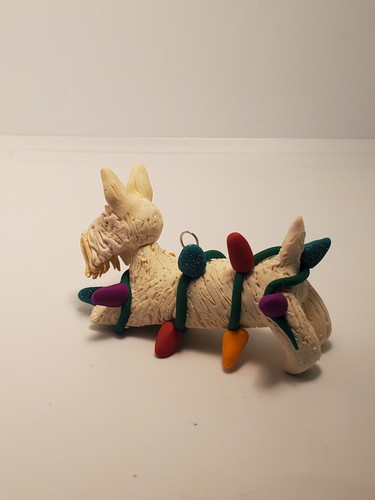 SCOTTIE Christmas Ornament TANGLED IN LIGHTS WHEATEN SCOTTISH TERRIER HAND MADE - Picture 6 of 7