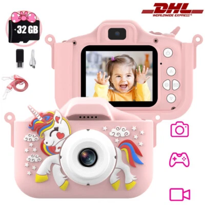 MARKENLOS Einhorn Kinderkamera,1080P HD Digitalkamera für Kinder,Selfie Kamera Spielzeug