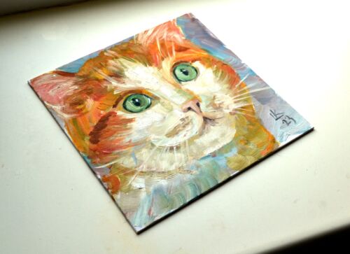 Orange Tabby Cat Portrait – Original Oil Painting, Whimsical Pet Art - Picture 3 of 6