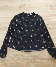 Elodie Womens Top Floral Shirt Long Sleeve Women Pullover Black Pink