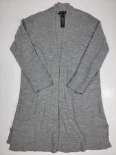 Eileen Fisher Open Front Tunic Cardigan Sweater Women’s Size S Gray Virgin Wool