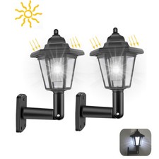 2 PACK OUTDOOR SOLAR WALL LANTERN WATERPROOF GARDEN LED LAMP YARD FENCE LIGHTS