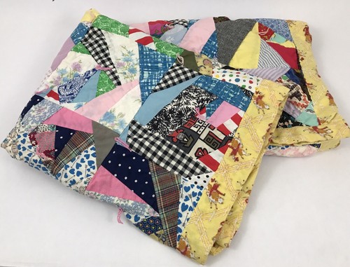 Crazy Quilt Baby Crib Blanket Kids Flannel Back Vintage Style Lap Throw - Picture 11 of 18
