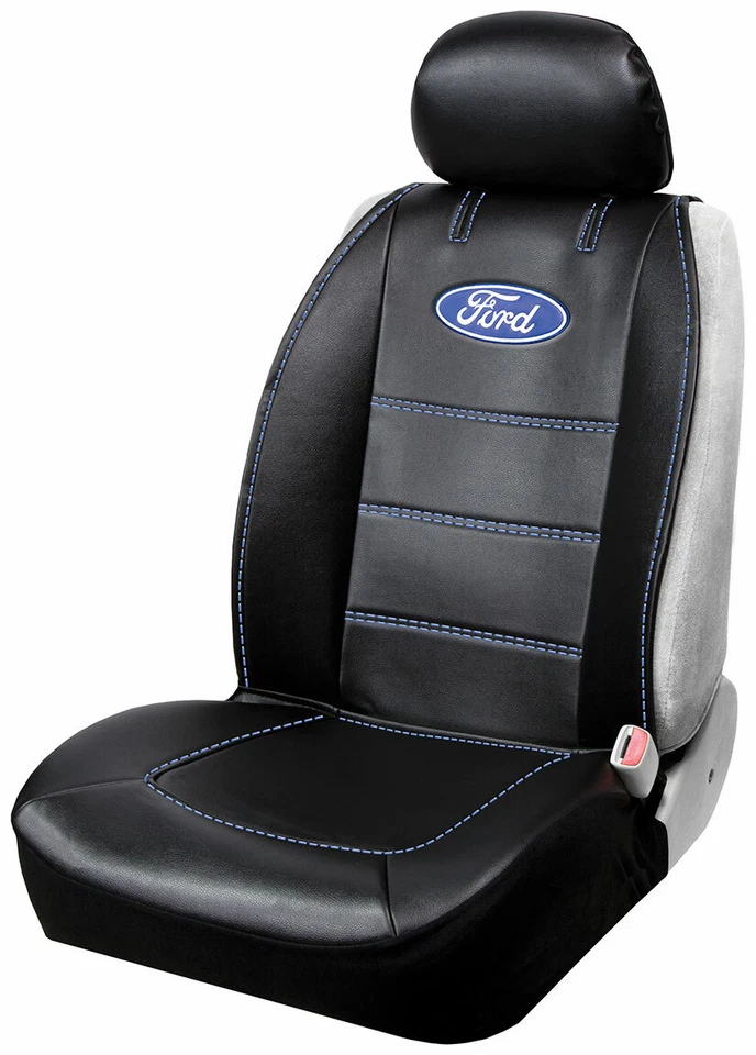 New Ford Elite Style Black Synthetic Leather Car Truck SUV 2 Front Seat Covers Foto 3 de 4