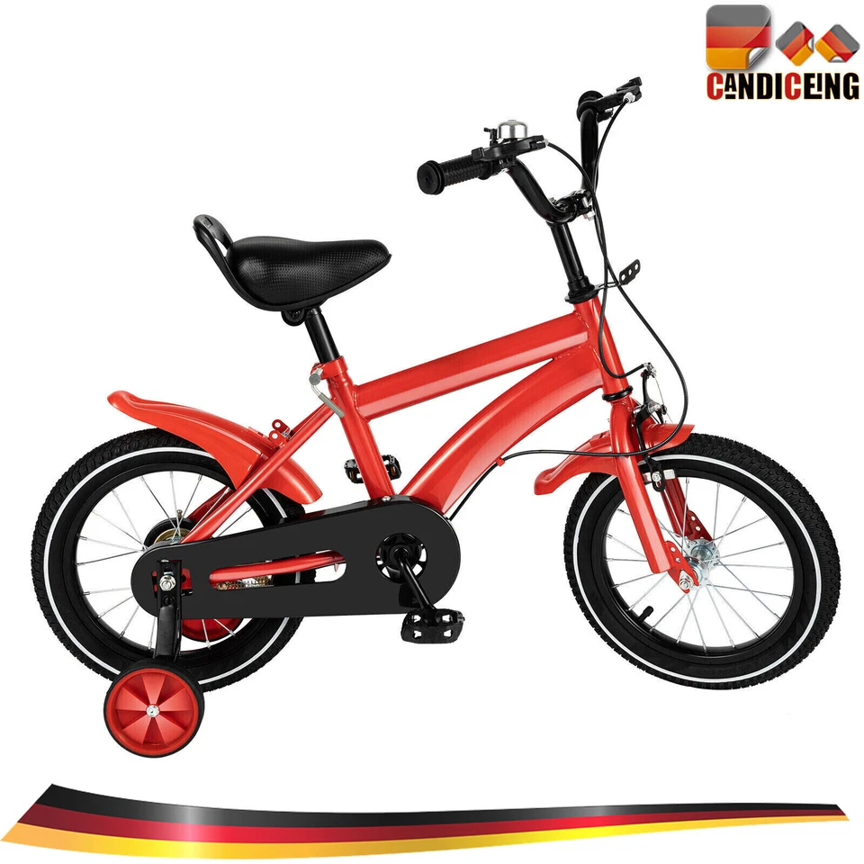 14 Zoll Kinderfahrrad Jungen Mädchen 3 Rad Fahrrad ab 3-6 Jahre mit Stützräder - Bild 3 von 4