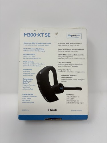 BlueParrott M300-XT SE Mono Bluetooth Wireless Headset, Improved Quality, Black - Photo 2 sur 4