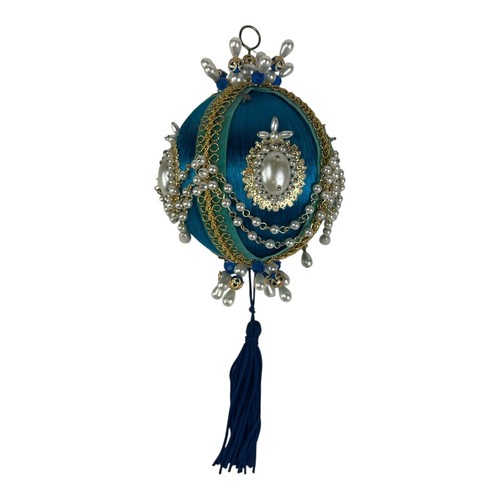 Vintage Beaded Sequin Christmas Satin Ornament - Picture 9 of 10