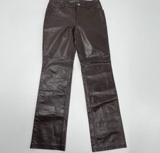 Vintage Y2K Gap Women's Brown Genuine Leather Boot Cut Pants Size 4