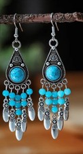 3.25 Beaded Bohemian Ethnic Retro Dangle Earring Set New Free Ship B363