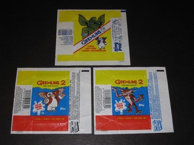 GREMLIN 1 & 2 Movie   1984 & 1990 Topps Original Card Wax Wrappers (Set of 3)