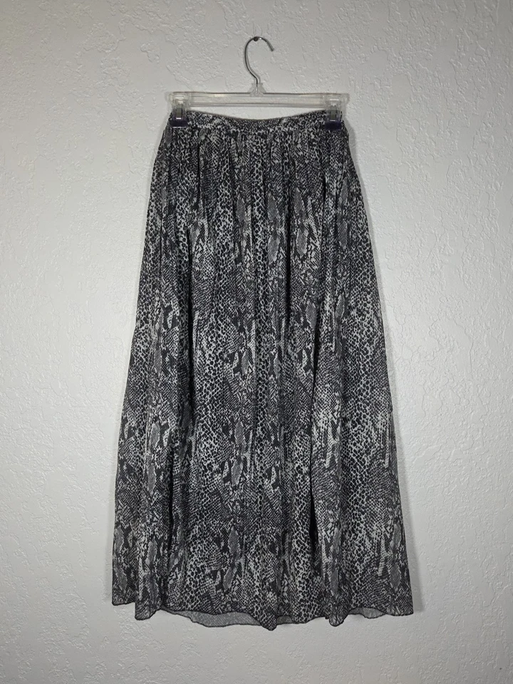 Cathy Daniels 长打褶全黑灰色蛇皮印花长裙中号 — 第 3/4 张图片