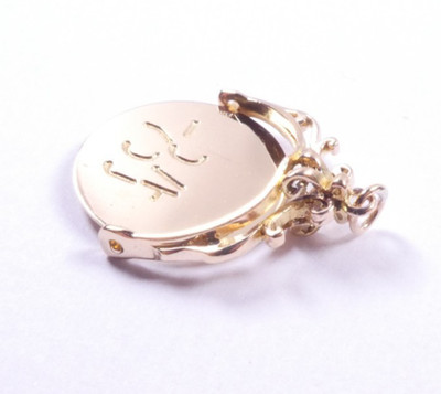 Anhänger I Love You 9 Karat Gold Vintage Spinner Fob Charm Pendant XL