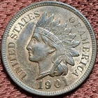 1901 Indian Head Cent Copper Coin Nice 1C AU Red Brown