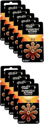 Duracell Activair Hearing Aid Batteries: Size 312 (80 Batteries) Exp-2029