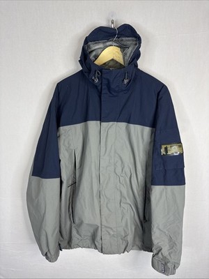 Burton Ronin Snowboard Jacket Mens L Hooded Waterproof Snow Ski Shell Gray Blue