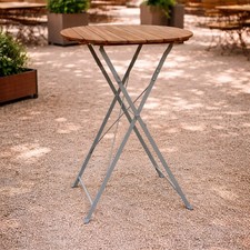 Klapptisch Biergarten Tisch Stehtisch klappbar Akazie Stahl Ø80 cm Höhe 110cm