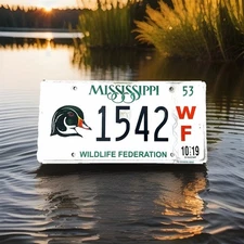 Expired 2019 Mississippi License Plate Wildlife Federation Duck 1542WF