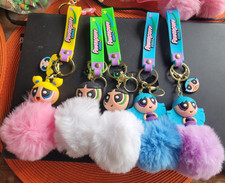 POWERPUFF GIRLS POM POM KEYCHAIN BACKPACK CLIP FOB NEW - CHOOSE 1