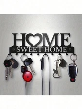 1pc Wall Mounted Key Holder Hooks Organizer Wooden Sweet Home Key Hanger