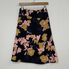 Marimekko Oktava Wrap Skirt Womens 34 XS Black Pink Floral Helokki Asymmetric