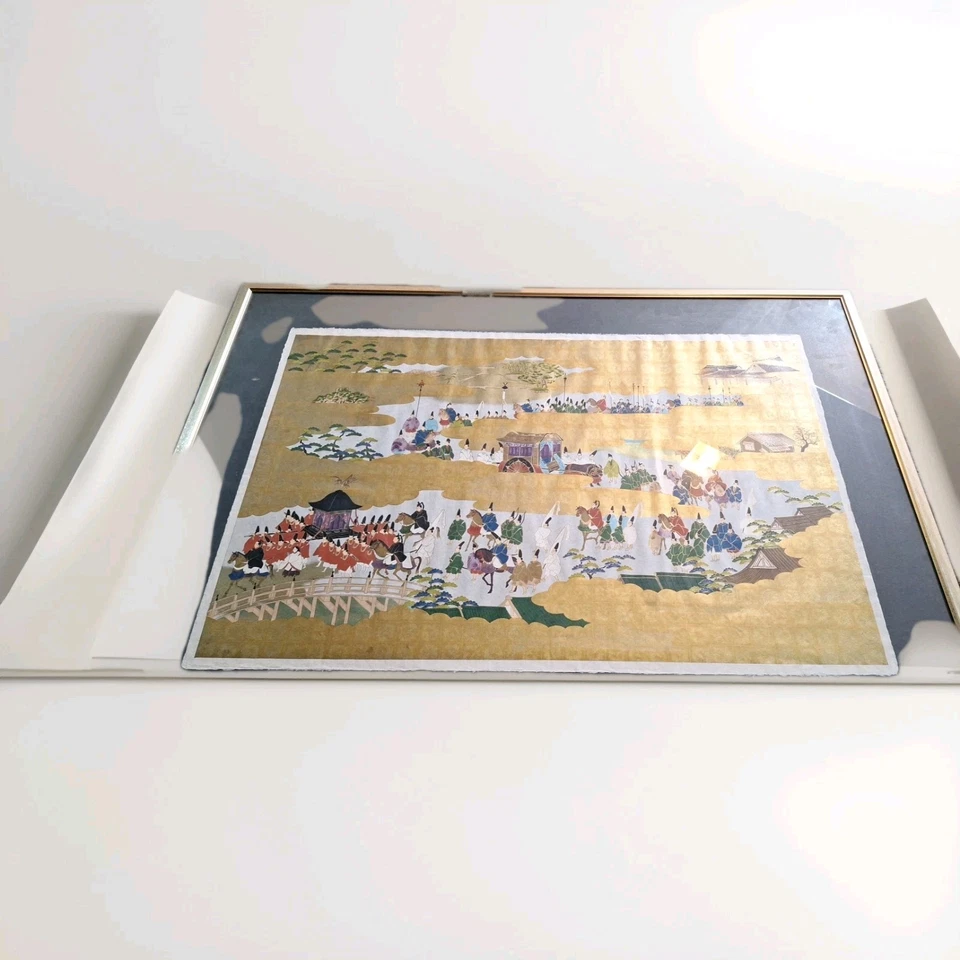 Elegante arte japonés vintage: cuentos clásicos de escena Genji - enmarcado en papel fino Foto 2 de 4