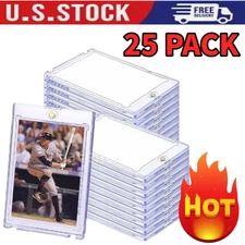 25 Pack Magnetic Trading Sports Card Holders 35pt One-Touch Hard UV Protection.-