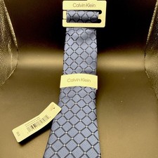 Calvin Klein Men's Polyester Tie  Blue  Vincente Grid  NEW MSRP 69.50