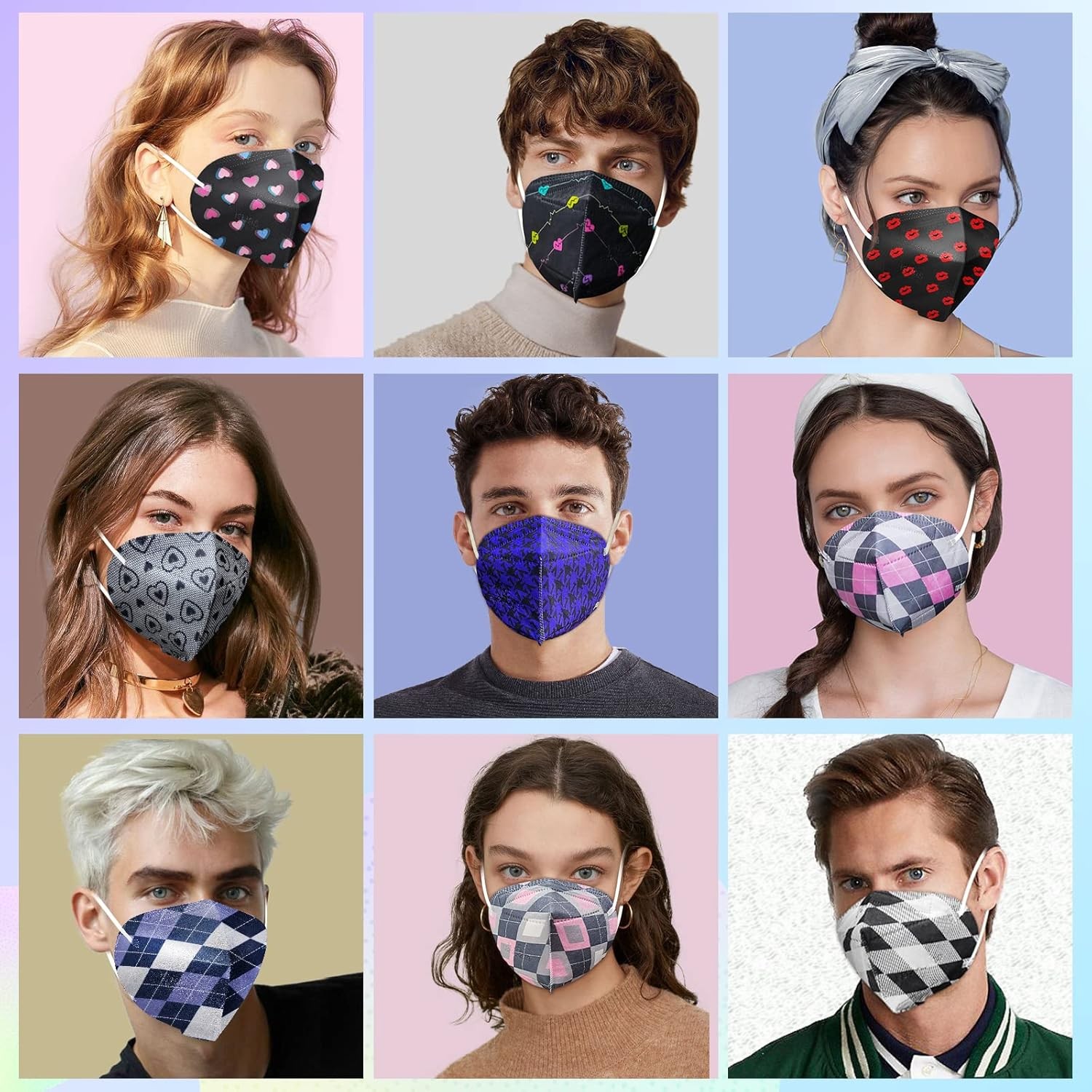 KN95 Face Masks, 10 Colors 60 Packs Individually Wrapped KN95 Face Masks for ...