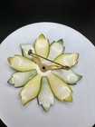 Vintage ‘60s Enameled Flower Pin Brooch Light/Dark Green 2.25” Diameter — photo 4