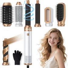 6 in 1 Blow Dryer Brush & Air Styler – Ionic Hair Dryer Brush for Straight/Curly
