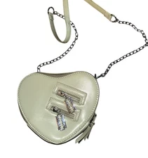 Heart-Shaped Light Green Crossbody Bag with Razor Blade Zippers