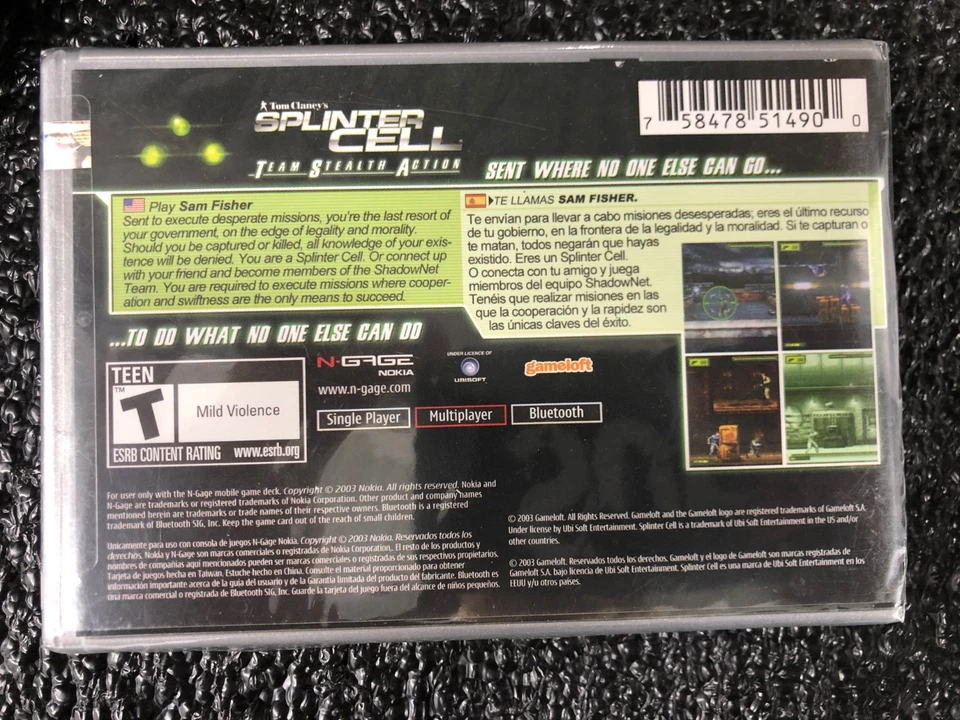 NEW SEALED Authentic Splinter Cell Team Stealth Action N-Gage 2003 Video Game - Image 2 of 2