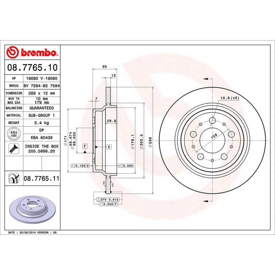Compatível com rotores de freio dianteiros + traseiros Volvo V70 2001-2007 revestidos - Brembo Premium OE - Imagem 4 de 4