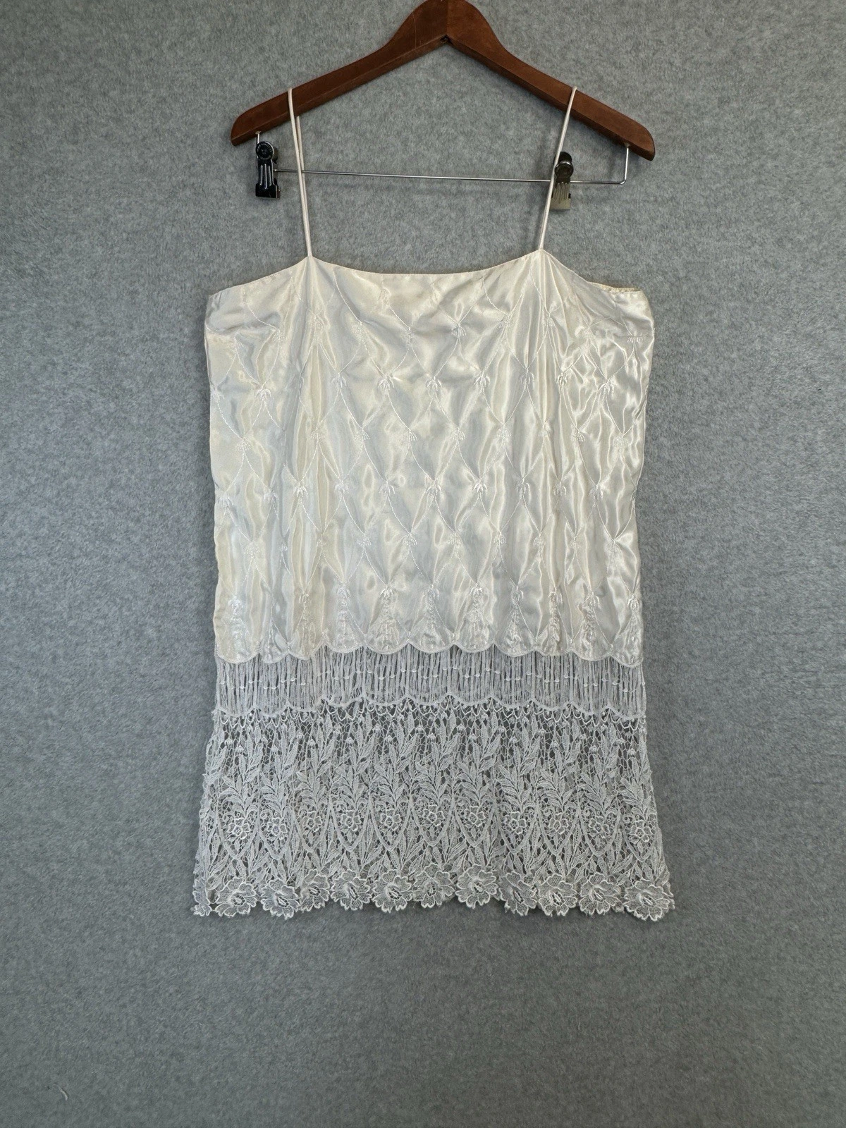 UNDERCOVER Abito slip vintage raro Victoria’s Secret avorio raso L flapper ragazza anni 90 lingerie