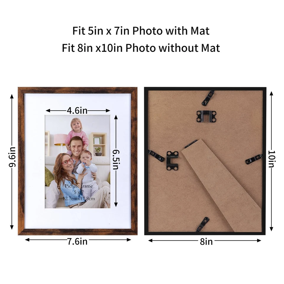 8x10 Picture Frame Brown Set of 10, Matted to Display 5x7 Photos with Mat or ... - Image 2 of 4
