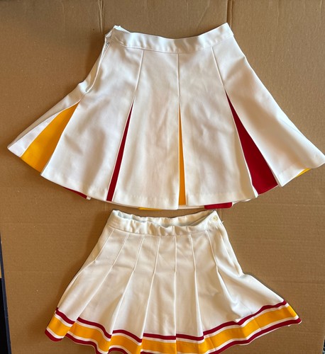 Set Of Two Cheerleader Uniform Yellow & Red Varsity Skirts Halloween Costume