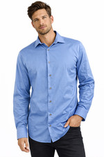 Alfani Mens Dress Shirt New XL 17-17.5 36/37 Blue Long Sleeve Solid Slim Fit